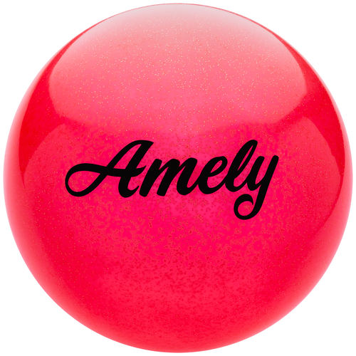 фото Мяч для художественной гимнастики amely agb-102, 19 см, красный, с блестками