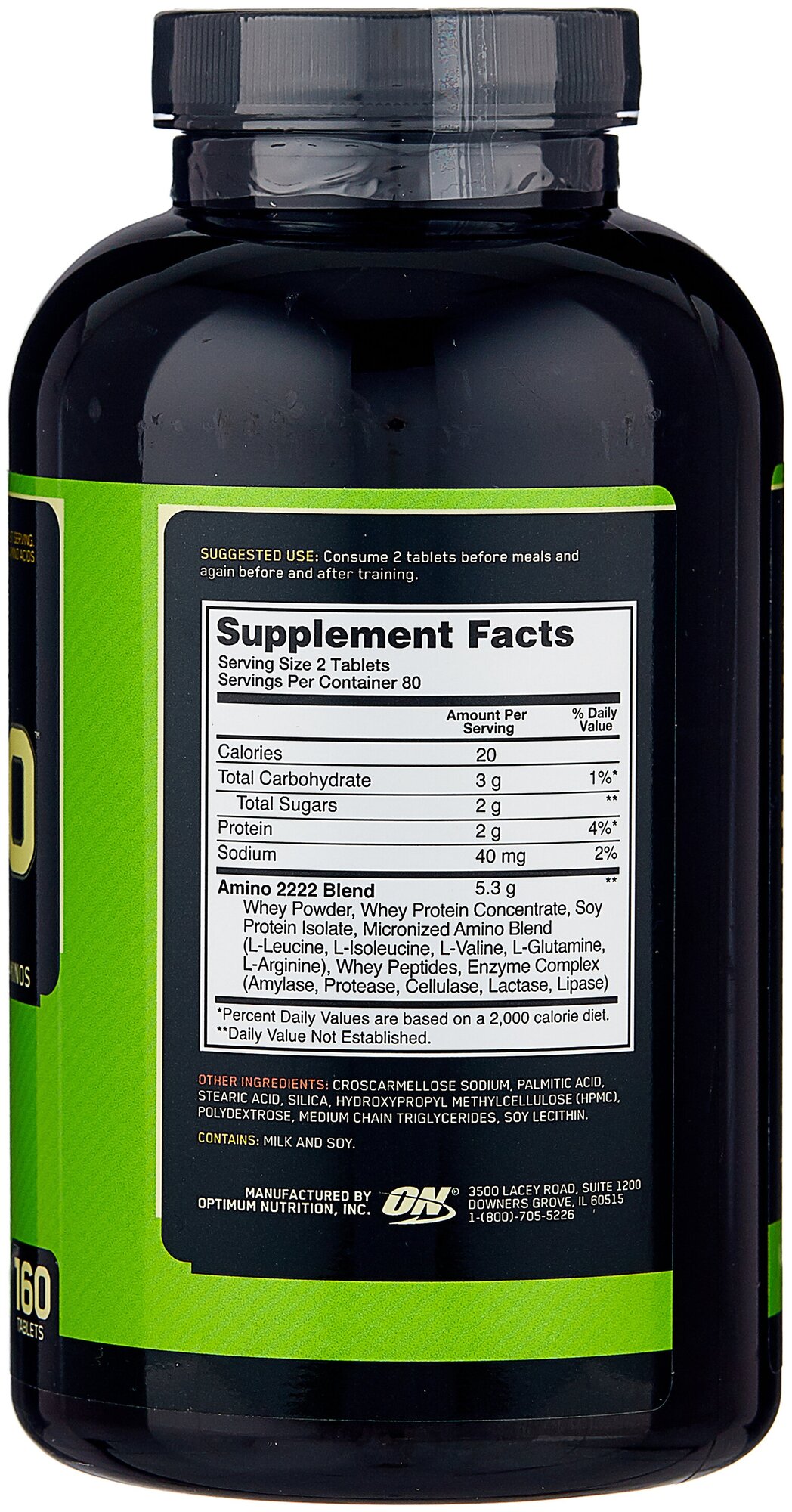 Аминокислоты и BCAA для спорсменов Optimum Nutrition Super Amino 2222 Tabs (160t)