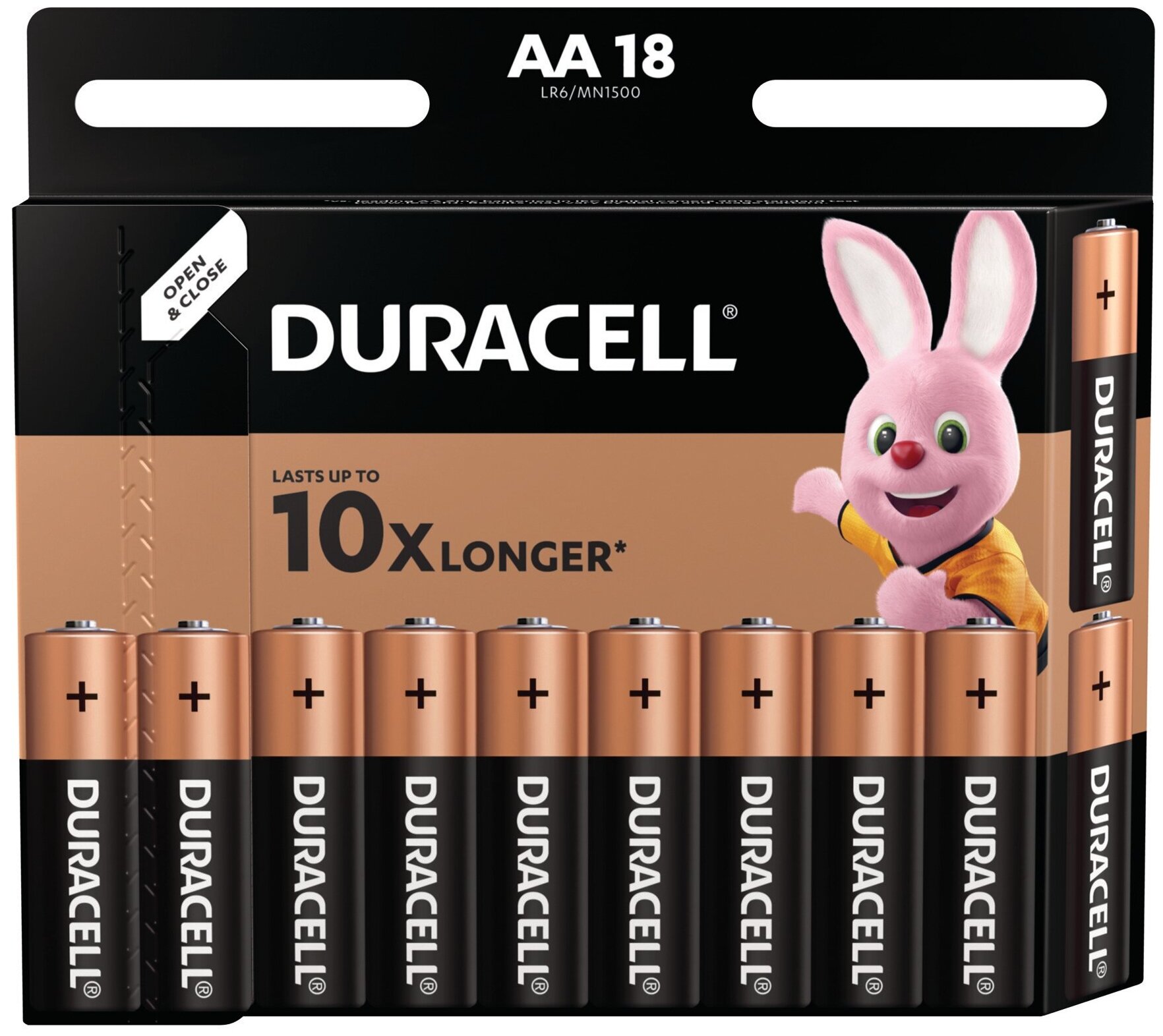 Батарейки Duracell 18 шт, Basic, AA LR06, 15А, алкалиновые, пальчиковые, блистер