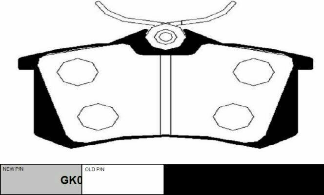 Колодки тормозные задние (новый № GK0984) Audi A1 A2 (8Z0) A3 (8L18P18PA) A4 (8D2 B58E2 B68EC8H7 8HE8D5 B58E5 B68ED) A6 (4A C44B C54A C44B C5) A8 (4D2 4D8) ALLROAD (4BH) TT (8J38N38J98N9) Citroen BERLINGO (M_) C2 (JM_) C