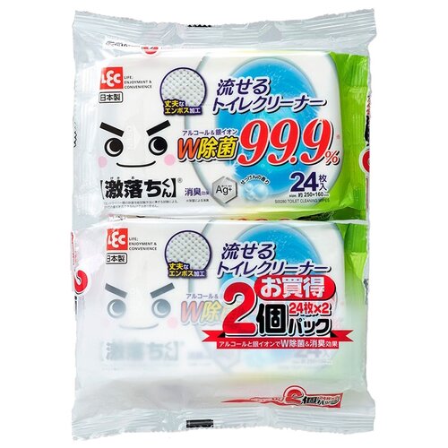 LEC влажные салфетки для обработки унитаза 24 шт. х 2 упаковки