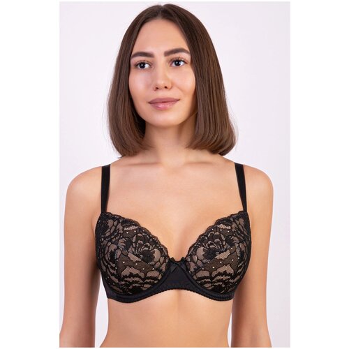 фото Бюстгальтер milavitsa, размер 85e, черный с нюдом