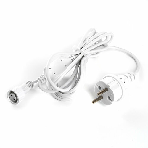 Сетевой шнур для гирлянд 3м, 2*0,5мм2, IP44, белый, DM403, 48189