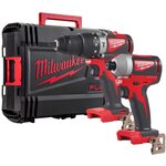 Набор: аккумуляторные дрель-шуруповерт и гайковерт Milwaukee M18 BLPP2A2-502X, без АКБ и ЗУ, в кейсе, 4933464523 - изображение