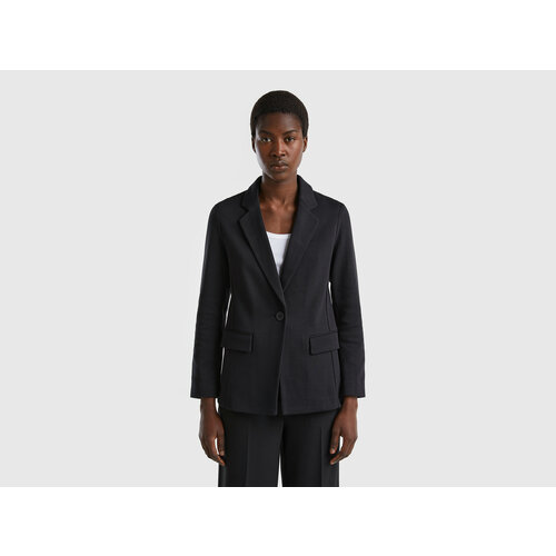 Пиджак UNITED COLORS OF BENETTON, средней длины, силуэт прямой, внутренний карман, размер 48, черный