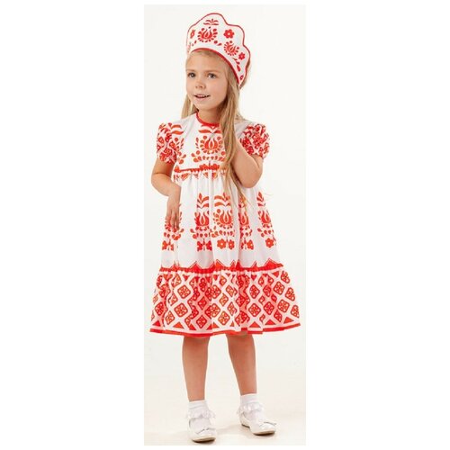 фото Костюм аленушка в кокошнике узорном детский пуговка 32 (128 см) (платье, кокошник)