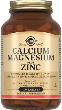 Solgar, Солгар Кальций-Магний , Цинк таблетки, 100шт. Calcium Magnesium plus Zinc