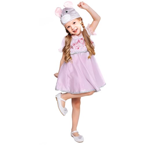 Костюм пуговка, размер 128, розовый карнавальный костюм мышка иришка пуговка рост 104
