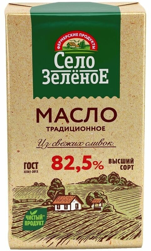 Масло сладкосливочное Село Зелёное Традиционное несолёное 82.5%, 175г