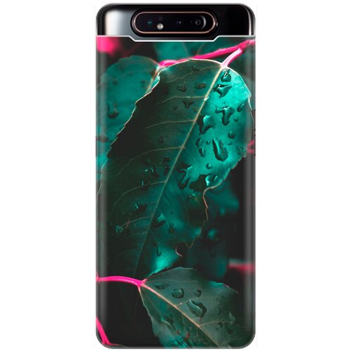 фото Re:pa накладка transparent для samsung galaxy a80 с принтом "капли на листьях"
