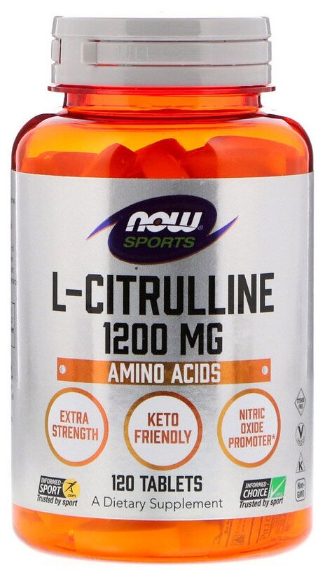 Аминокислота NOW L-Citrulline 1200 мг, нейтральный, 120 шт.