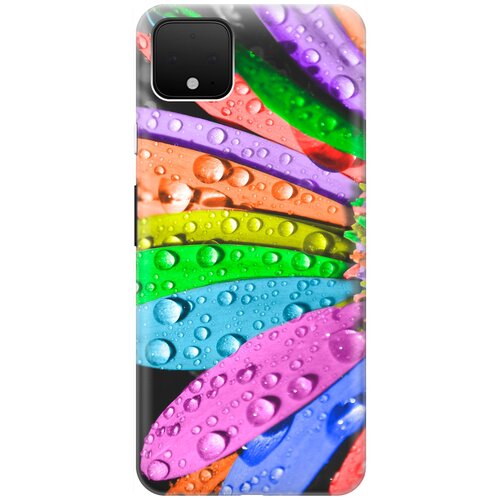 фото Ультратонкий силиконовый чехол-накладка для google pixel 4 с принтом "разноцветные листья в каплях" gosso