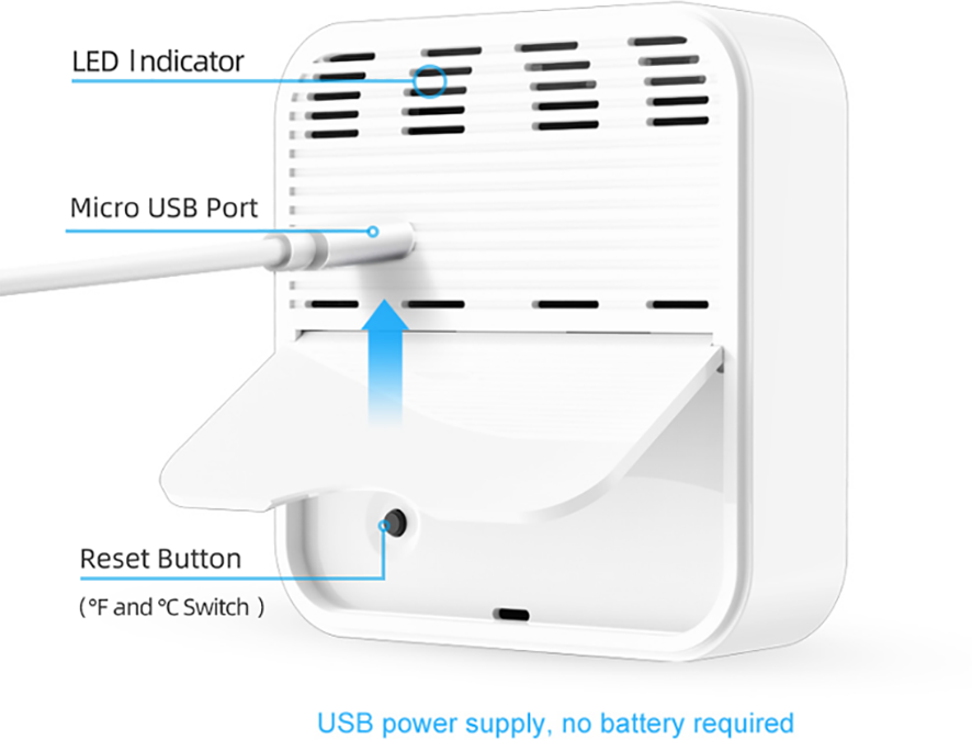 Датчик температуры и влажности Tuya c WiFi работает от USB