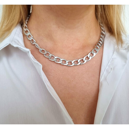 фото Колье-цепь to adorn you, серебро, 34 см, гипоаллергеннен, ожерелье на шею, нержавеющий сплав