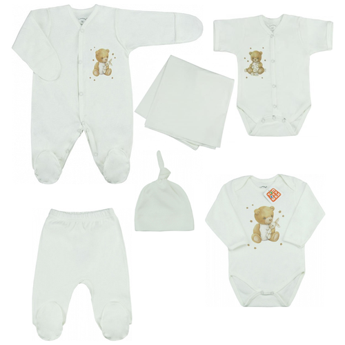 Комплект одежды Топотушки, размер 62, белый комбинезон медвежонок и боди в комплекте