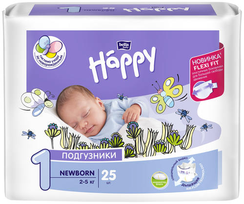 Bella Baby Happy подгузники newborn 1 (2-5 кг), 25 шт. — купить в ...