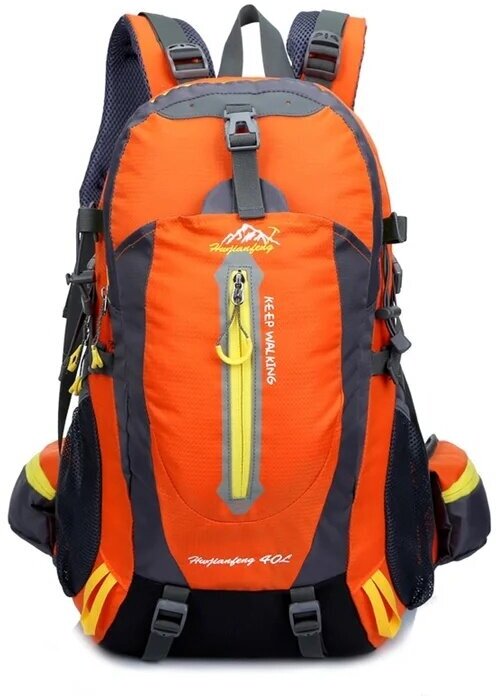 Туристический, трекинговый, походный рюкзак 40 литров из водонепроницаемой ткани цвет оранжевый