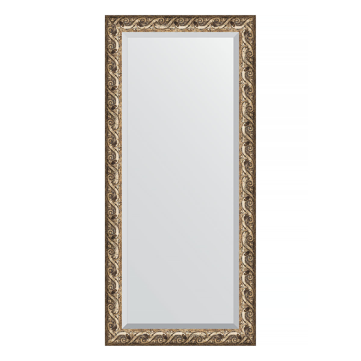 Зеркало настенное с фацетом EVOFORM в багетной раме фреска, 76х166 см, для гостиной, прихожей, кабинета, спальни и ванной комнаты, BY 1309
