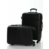 Фото #2 Комплект из 2-х пластиковых чемоданов с узором Волна, цвет Черный, размер L+S (ручная кладь)