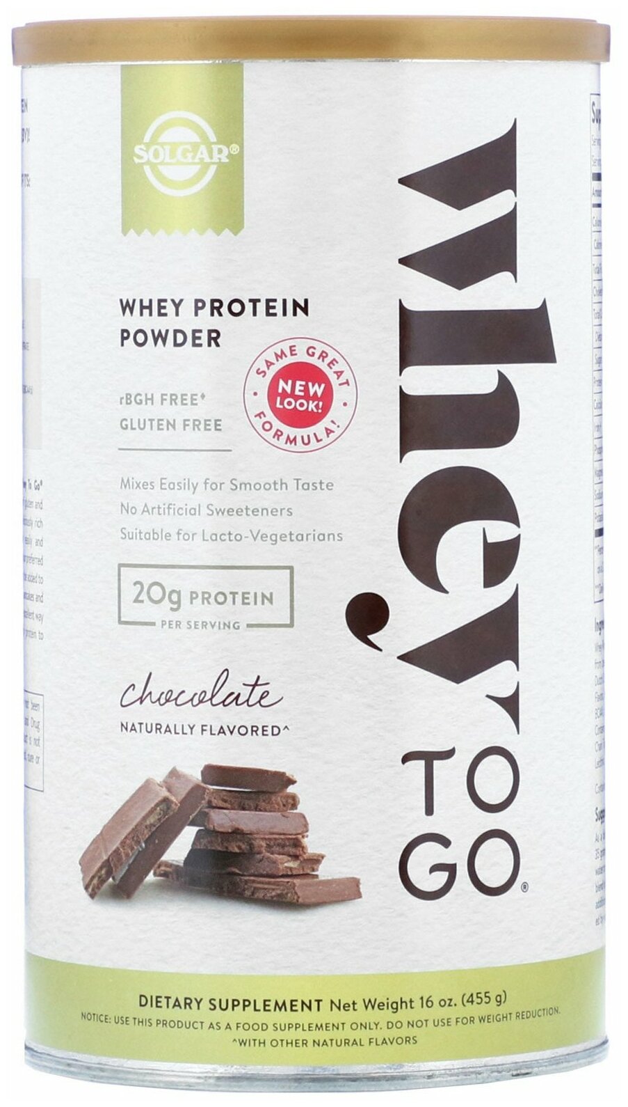 Протеин SOLGAR Whey To Go, 454 гр, шоколад