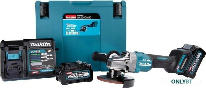 Аккумуляторная УШМ Makita GA013GM201, 125 мм синий/черный