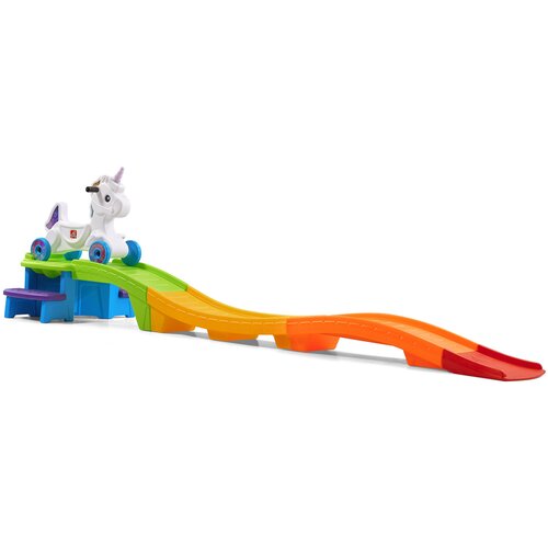 игровой набор step 2 экстремальные горки Горка Step2 Unicorn Up & Down Roller Coaster, зеленый/оранжевый/голубой