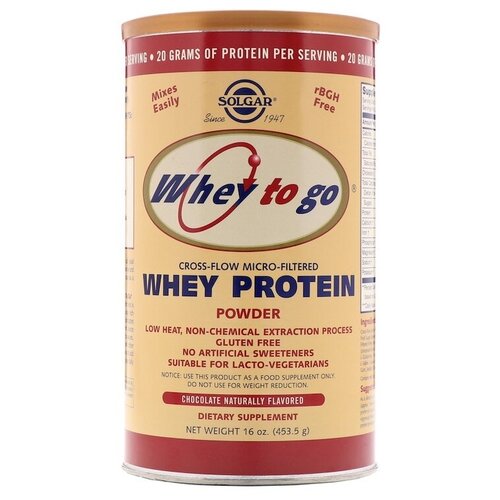 Протеин SOLGAR Whey To Go, 454 гр., натуральный шоколад