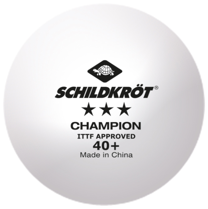 Мяч н/т Schildkröt 3* Champion ITTF, белый (3 шт.)