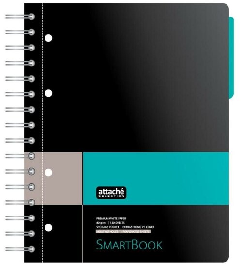 Attache SELECTION Бизнес-тетрадь Smart Book А5, клетка, 120 л., 1 шт., серый/бирюзовый