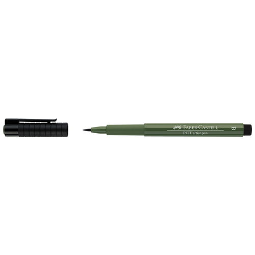 Faber-Castell ручка капиллярная Pitt Artist Pen Brush B, 167476, зеленый цвет чернил, 1 шт.