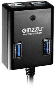 концентратор USB 3.0 Ginzzu GR-384UAB на 4 порта + адаптер - фото №12