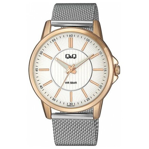 Наручные часы Q&Q, серебряный, белый браслет кожаный массивный с крестом черно белый qb66