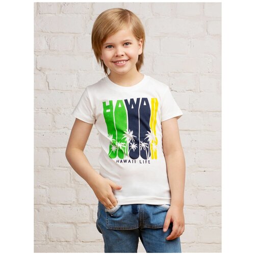 Футболка для мальчика Гавайи, MOR, MOR-116110/кремовый, размер 122 - 128