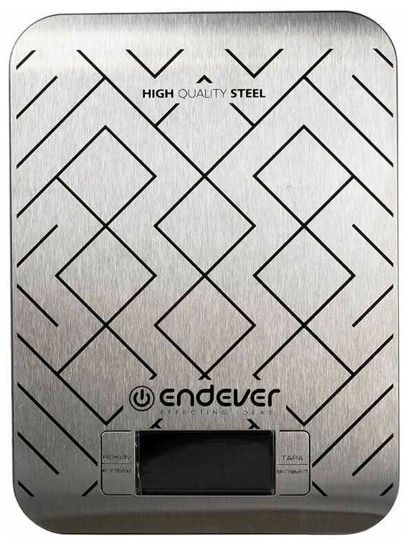 537-Chief Электронные кухонные весы Endever От 2 г до 5 кг, цвет стальной с рисунком. - фото №1