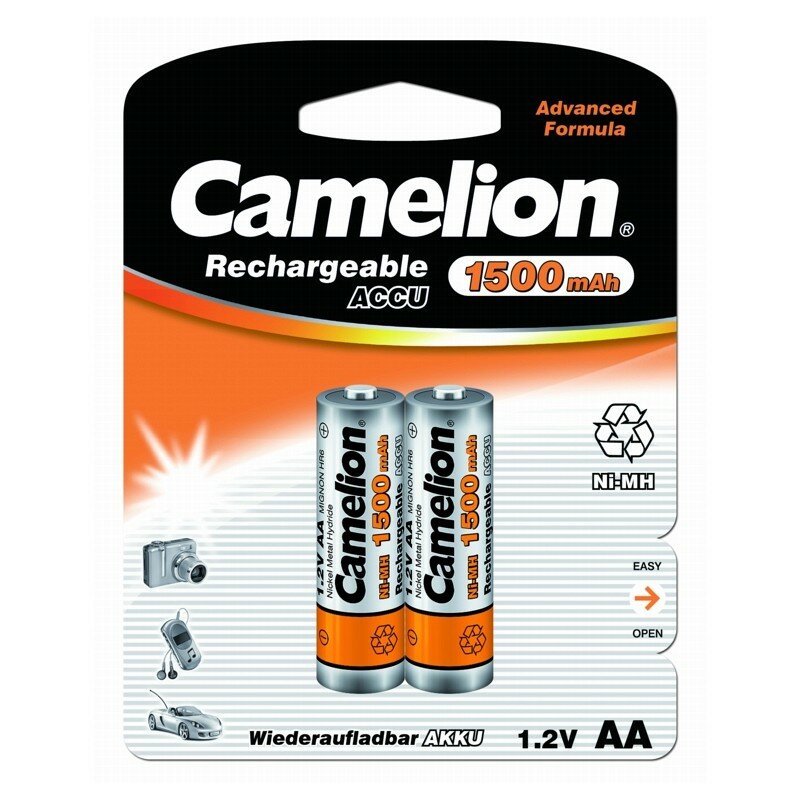 Camelion AA-1500mAh Ni-Mh BL-2 (NH-AA1500BP2, аккумулятор,1.2В) (упак. 2 шт.), цена за 1 упак.