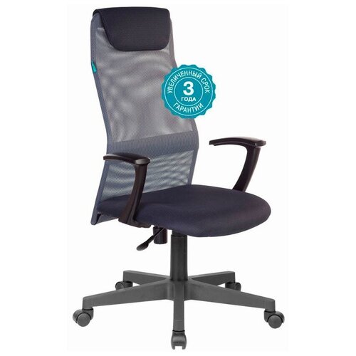 фото Кресло руководителя бюрократ kb-8 темно-серый tw-04 tw-12 сетка с подголов. крестовина пластик