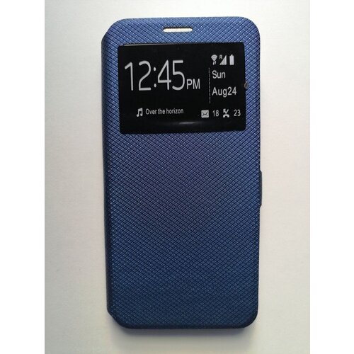 Чехол-книжка синий для Samsung Galaxy A01 Core с окошком для просмотра уведомлений, магнитной застежкой и подставкой. чехол книжка для samsung galaxy a13 синего цвета с окошком для просмотра уведомлений магнитной застежкой и подставкой