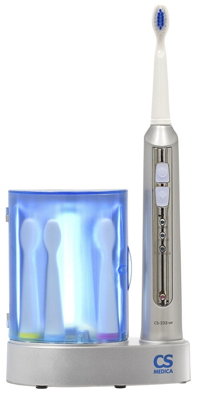 Электрическая звуковая зубная щетка CS Medica SonicPulsar CS-233-UV с зарядным устройством и ультрафиолетовым дезинфектором - фотография № 6