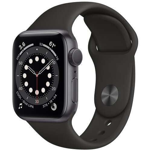 фото Умные часы apple watch series 6 gps 40мм aluminum case with sport band, серый космос/черный