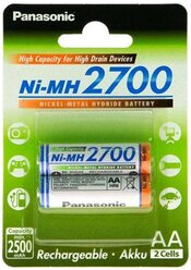 Аккумулятор Ni-Mh 2700 мА·ч Panasonic Rechargeable Accu AA, 2 шт.