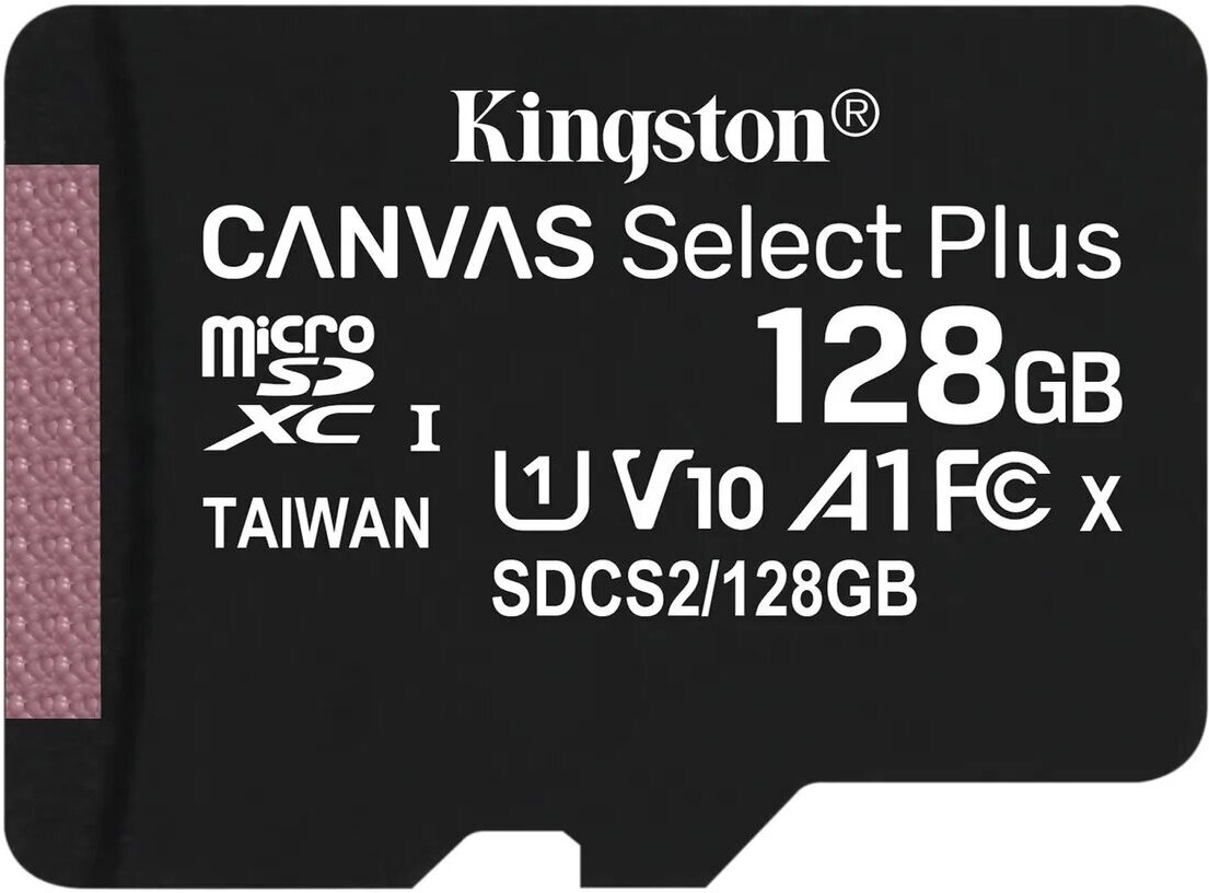 128GB Карта памяти MicroSD Kingston Class 10 Canvas Select Plus A1 (100 Mb/s) без адаптера (SDCS2/128GBSP)