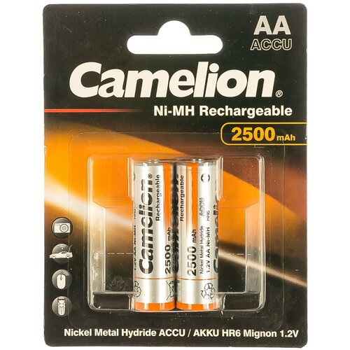 Аккумулятор Camelion 1.2В AA-2500mAh Ni-Mh BL-2, 6107 15084065 camelion d 10000mah ni mh bl 2 аккум р 1 2в 6185