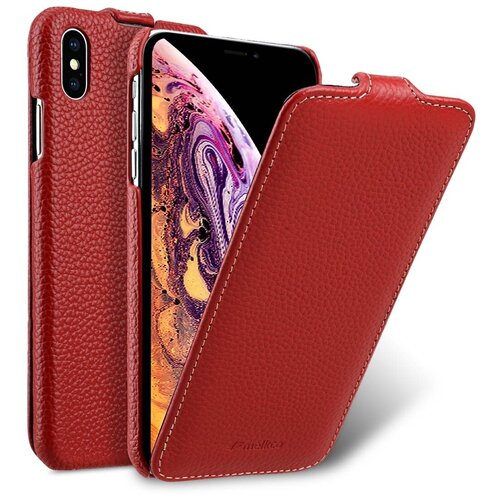 фото Кожаный чехол melkco для apple iphone xs max 6.5" - jacka type - красный