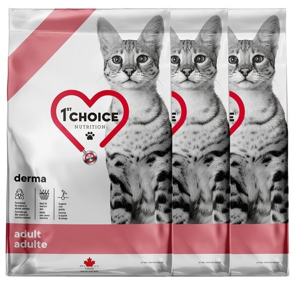 1st CHOICE GF DERMA Лосось1.8кг для кошек с гиперчувствительной кожей х 3 шт.