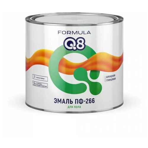 Эмаль алкидная (А) Formula Q8 ПФ-266, глянцевая, красно-коричневый, 1.9 кг эмаль алкидная а ярославские краски ярко пф 266 глянцевая желто коричневый 1 9 кг