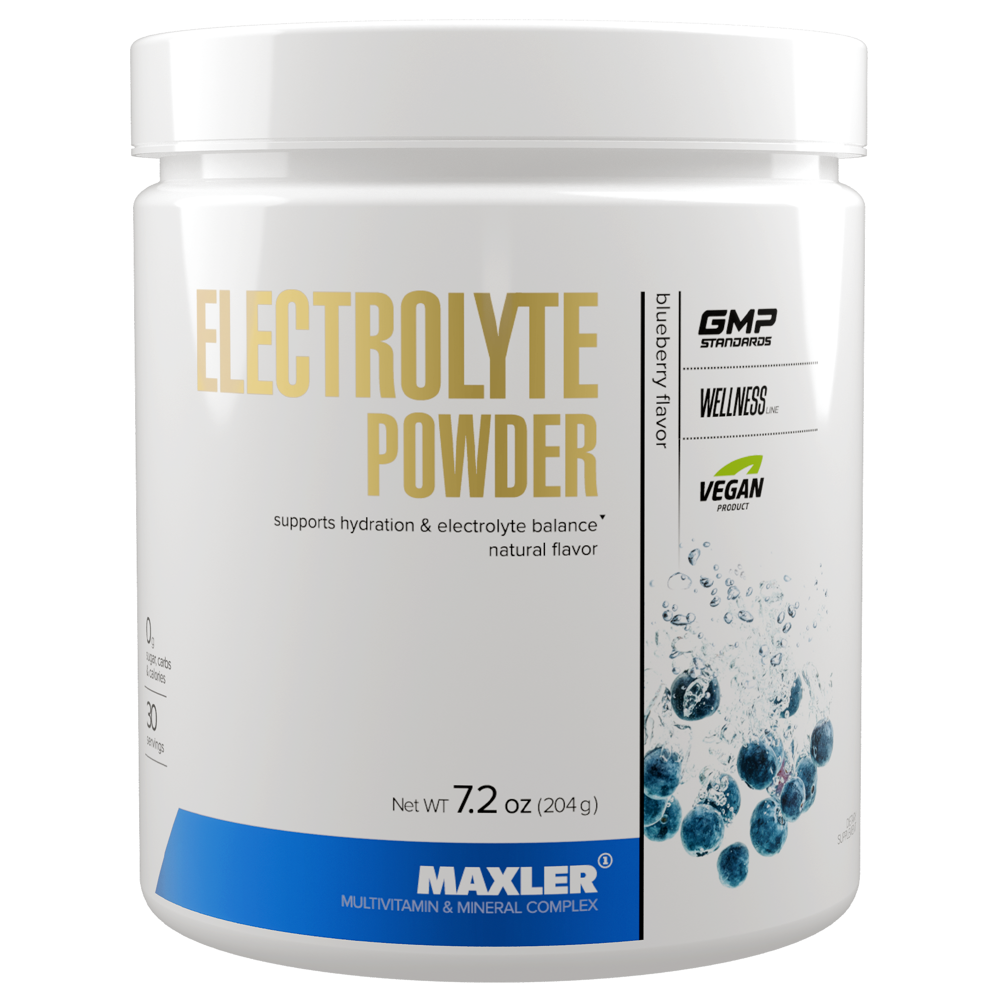 Электролиты Maxler Electrolyte Powder - Черника, 204 г - Поддержка электролитного баланс - Комплекс микроэлементовer Electrolyte Powder 210 гр. - Черника