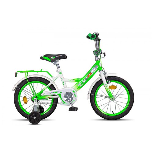 фото Детский велосипед maxxpro 16" зелено-белый с боковыми колесами
