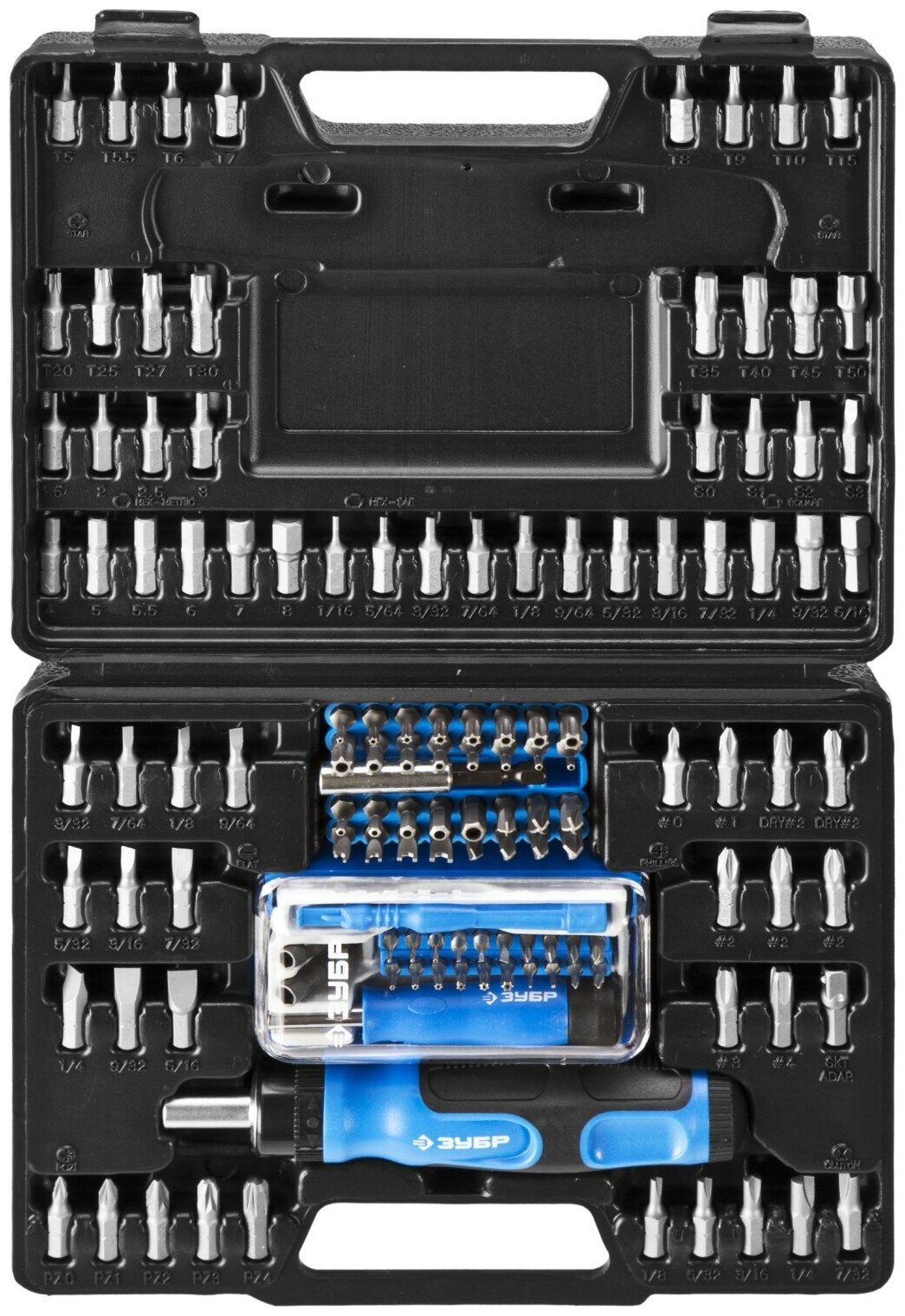 ЗУБР набор: отвертка реверсивная с насадками 129 шт