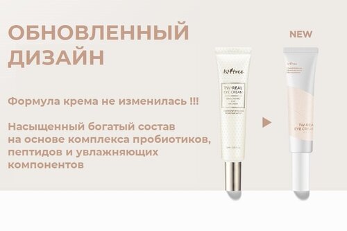 Антивозрастной крем для век IsNtree TW-Real Eye Cream с пептидами и бифидобактериями, 30 мл