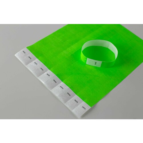 Бумажный браслет TYVEK, 100 шт, зеленый неон